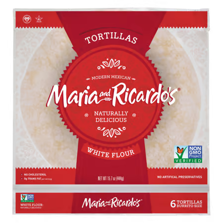 Maria & Ricardos Burrito Size White Flour Tortillas 10in, Frozen
