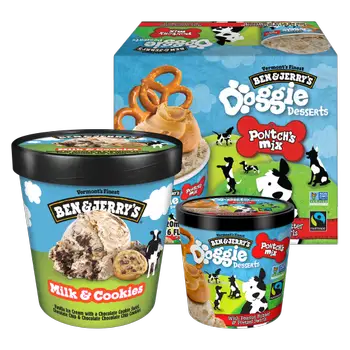 Ben & Jerry’s Doggie Desserts Peanut Butter 4ct & Pretzel + Milk & Cookies Ice Cream Bundle